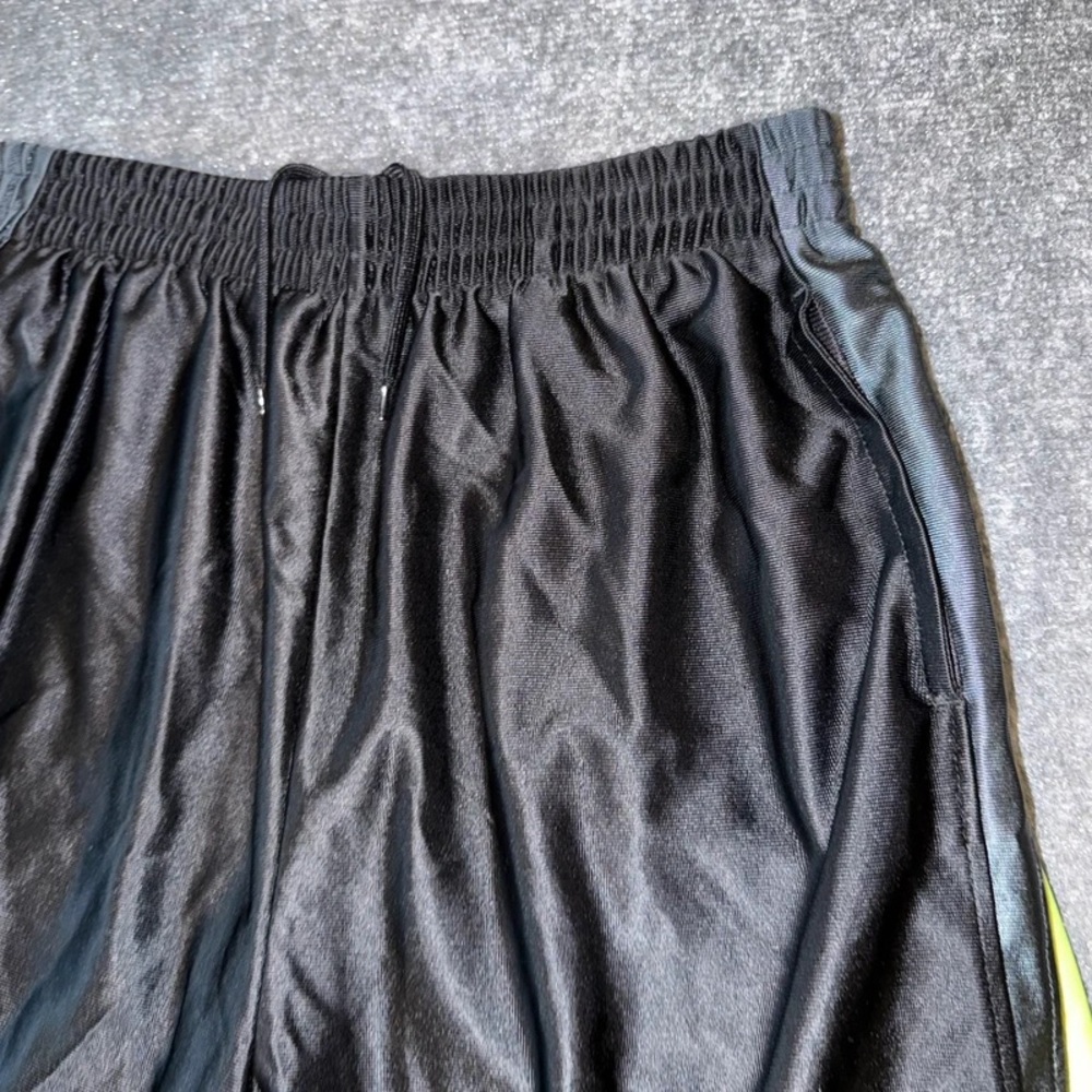 Men's Black Athletic Shorts with Neon Yellow Side Panels - Picture 3 of 4